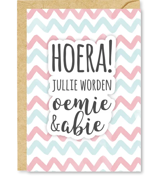 Wenskaart Hoera! Jullie worden oumie en abie!