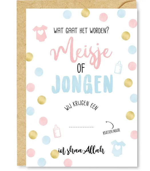 Jongen of meisje kraskaarten (3 stuks)