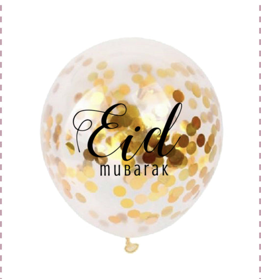 Ballonnen Eid Mubarak goud confetti (6 stuks)