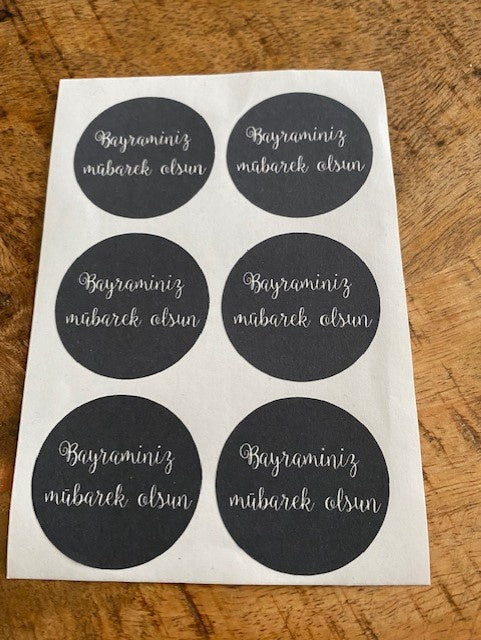 Bayraminiz Mubarek Olsun stickers (vel van 6) zwart
