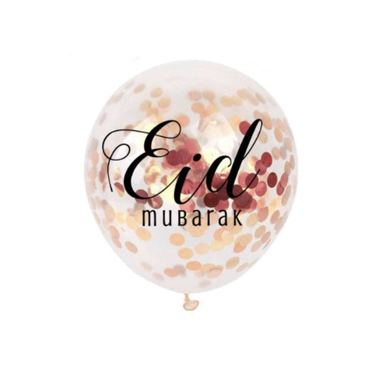 Ballonnen Eid Mubarak confetti rosé (6 stuks)