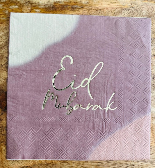 Eid Mubarak borden Taupe servetten (12 stuks)