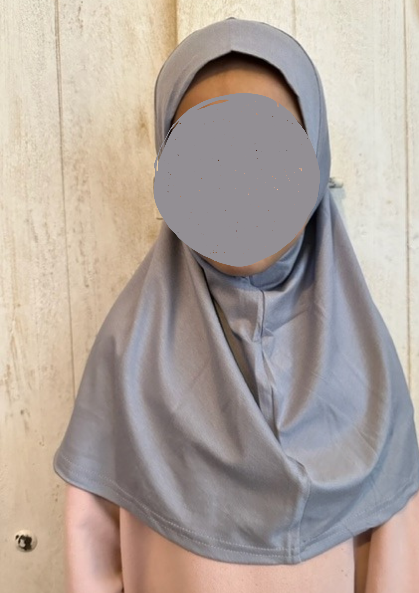 1 delige stretch kinder hoofddoek grijs
