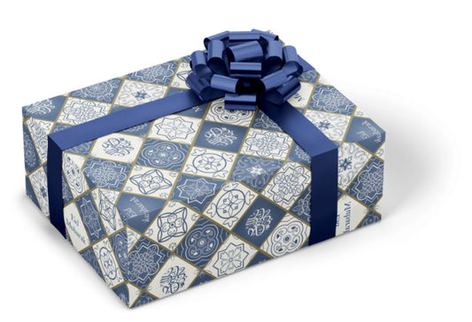 Cadeaupapier Eid blauw tegels XL