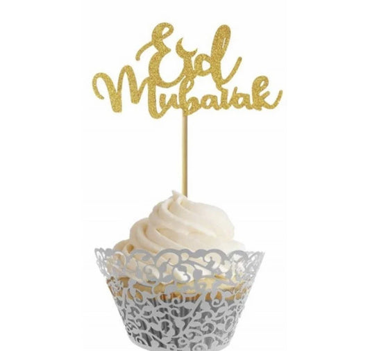 Cupcake prikkers goud (10 stuks)